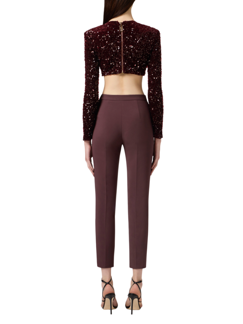 Elisabetta Franchi pantaloni slim in crepe borgogna PA12056E2 EA4 ELISABETTA FRANCHI 
