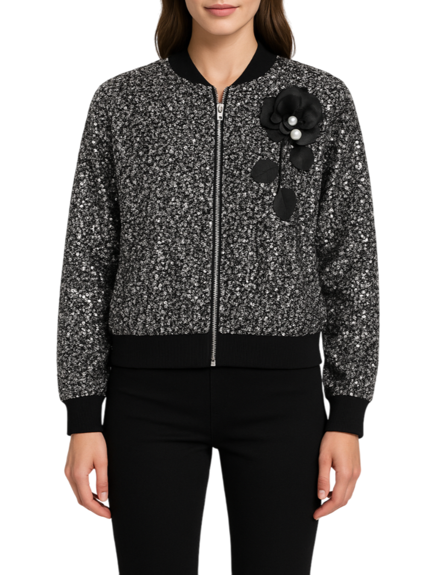Marc Ellis giubbino bomber con paillettes nero argento MCLGB0060 ARG MARC ELLIS 