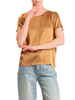 Vicolo T-shirt donna in raso manica corta marrone caramello