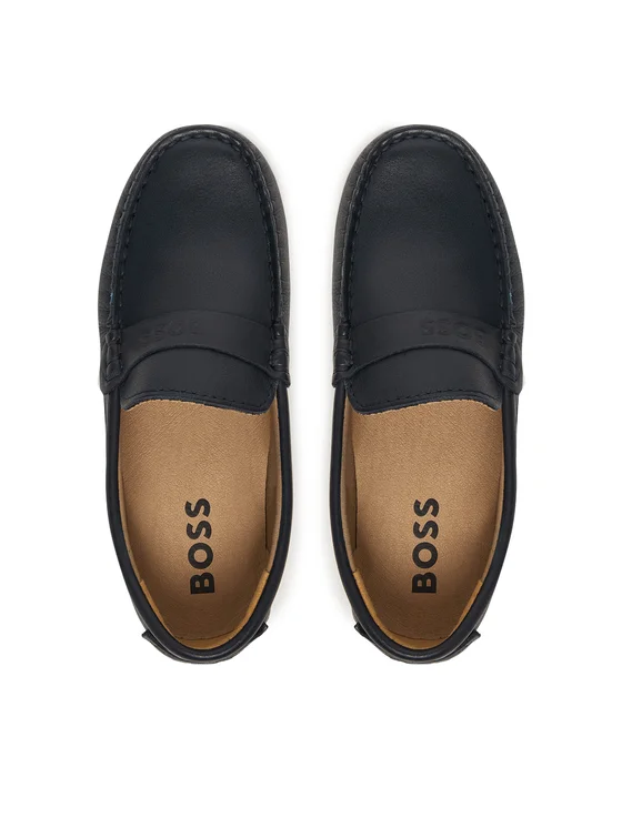 Boss mocassini bambino in pelle blu J52808 BLU ELETTRICO BOSS 