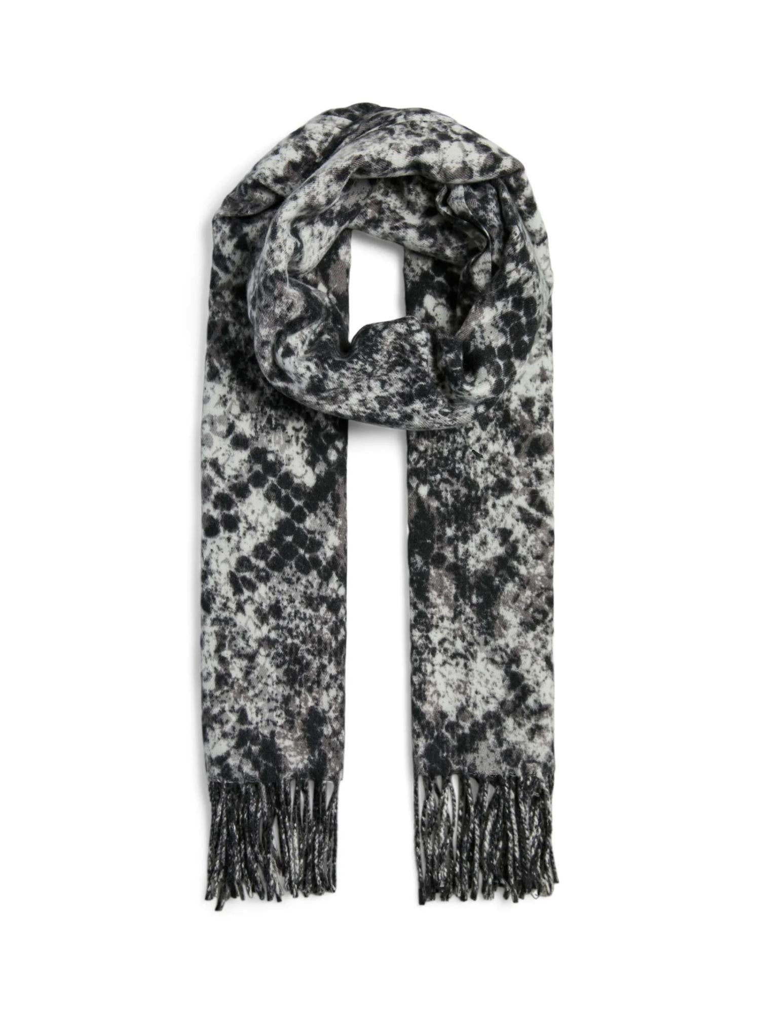 Piecs sciarpa donna in fantasia con frange grigio 17159757 DECEMBER SKY SNAKE PIECES 