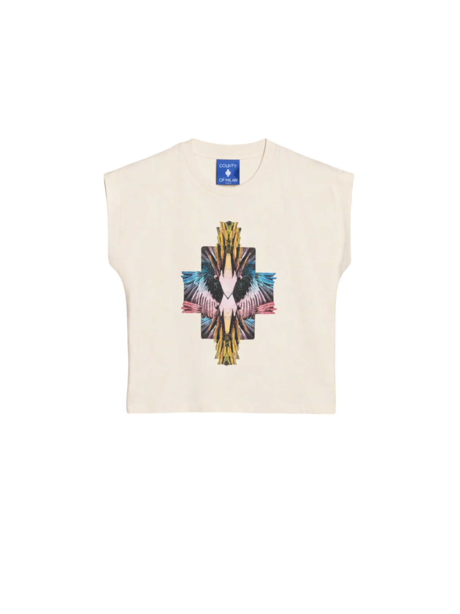 County of Milan T-shirt bambina in jersey stampa iconica panna S6CMJGTH070 412 COUNTY OF MILAN KIDS 