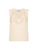 Blugirl T-shirt smanicata con ricami floreali beige chiaro