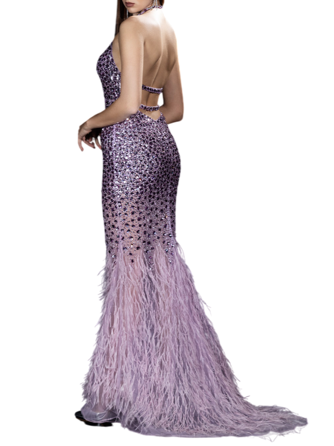 Impero Couture abito cerimonia con applicazioni gioiello lavanda ML1093 LAVANDA IMPERO Couture 