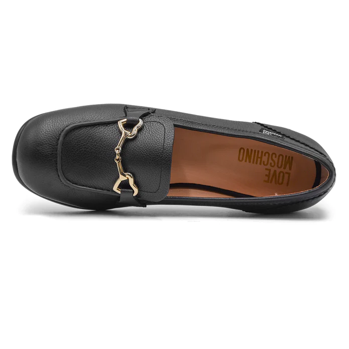 Moschino Love mocassini in pelle martellata nero JA10091-IC5 000 MOSCHINO LOVE 