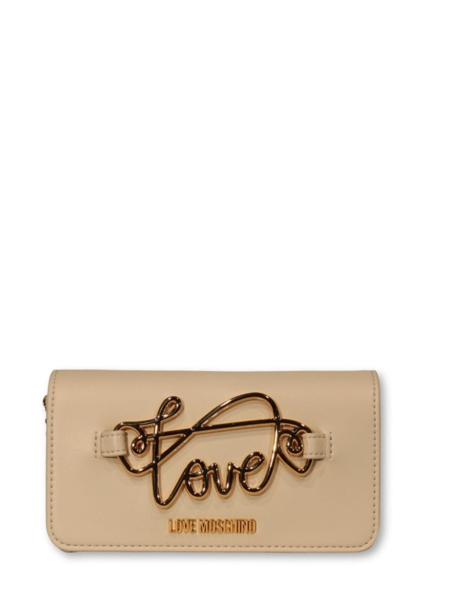 Love Moschino borsa a tracolla con placca logo beige oro JC5736PP0M-KG0 104 MOSCHINO LOVE 