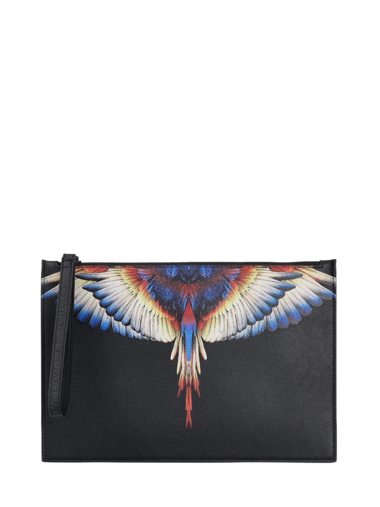 County of Milan pochette uomo in ecopelle stampa iconica nero COMAF250133 NERO-YELLOW WINGS COUNTY OF MILAN 