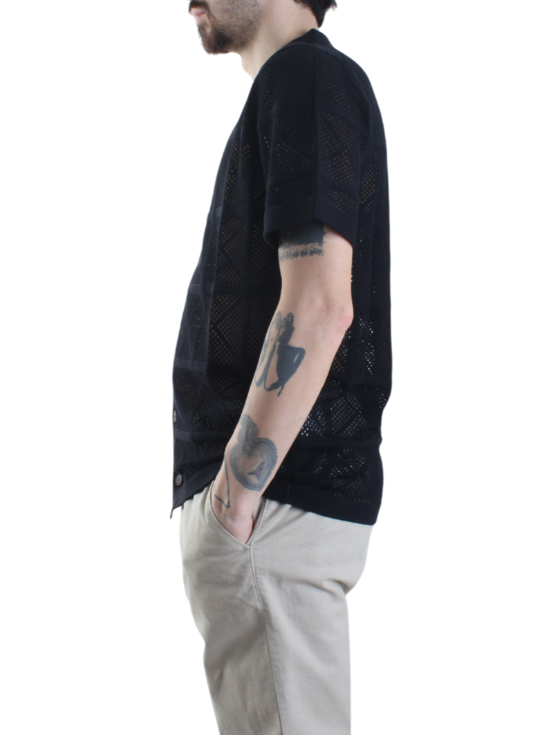Opificio 4.0 camicia traforata manica corta nero 651163 NERO Opificio 4.0 