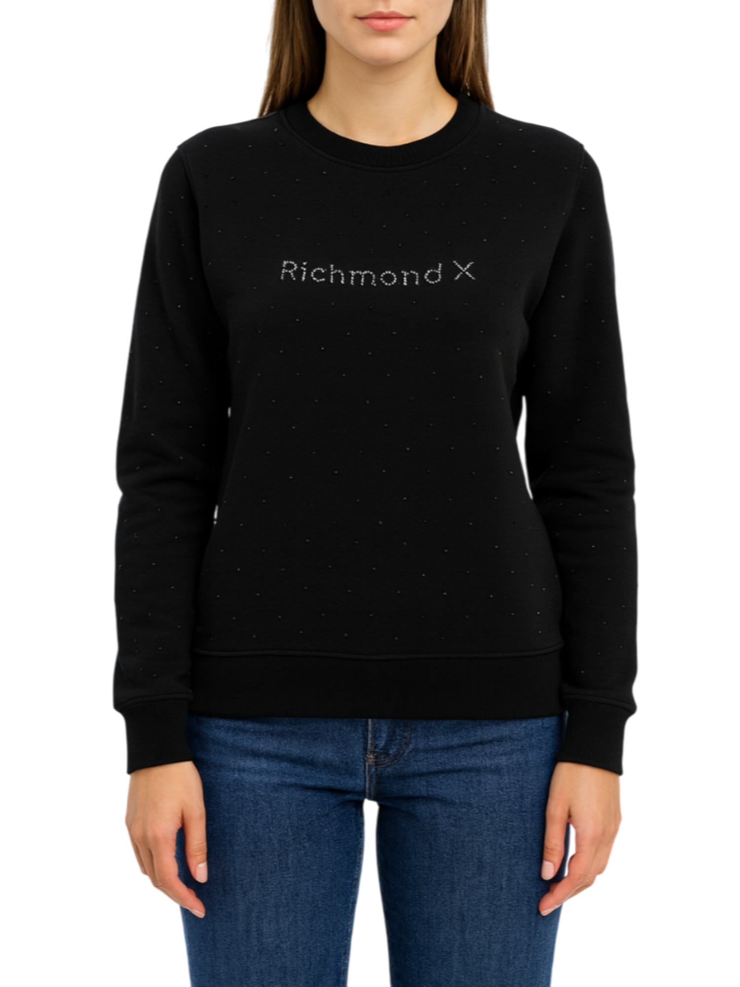John Richmond felpa donna con strass Mesawe nero UWA25282FE BLACK John RICHMOND 