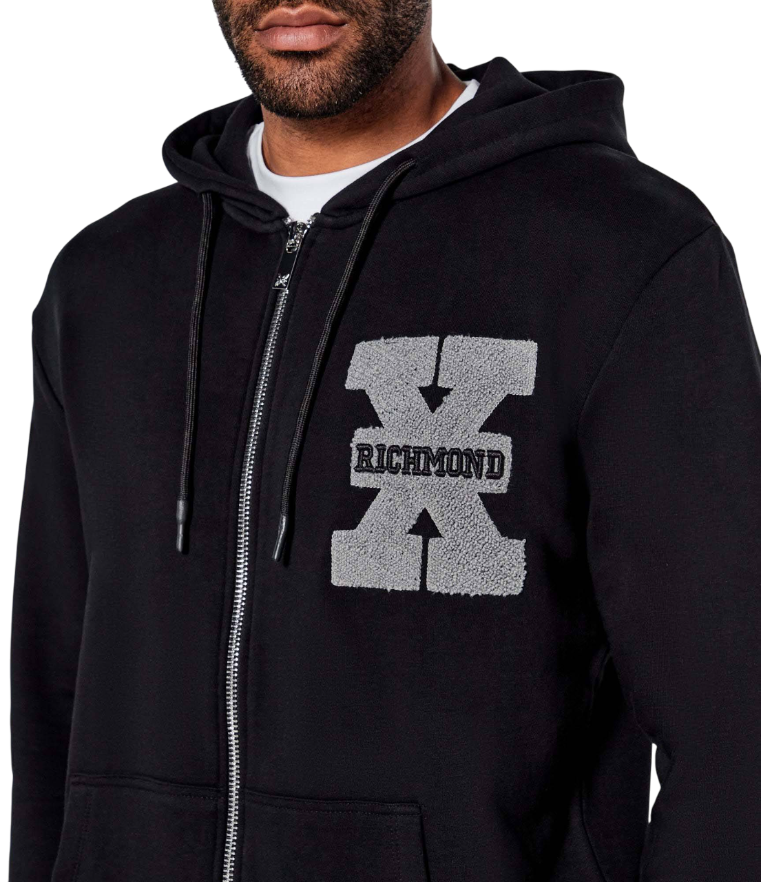 John Richmond felpa con zip e cappuccio nero UMA25049FE BLACK John RICHMOND 